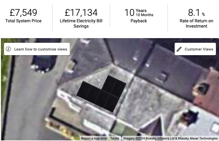 Smaller solar PV domestic example in Leicestershire, including cost