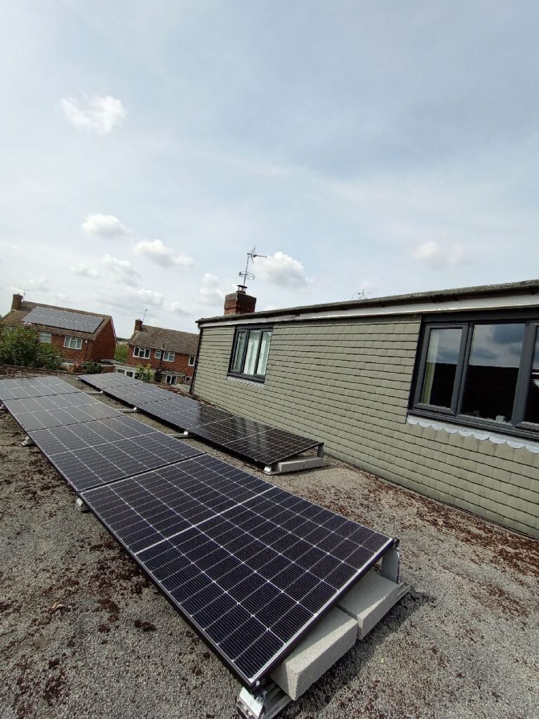 Flat roof solar panel installation